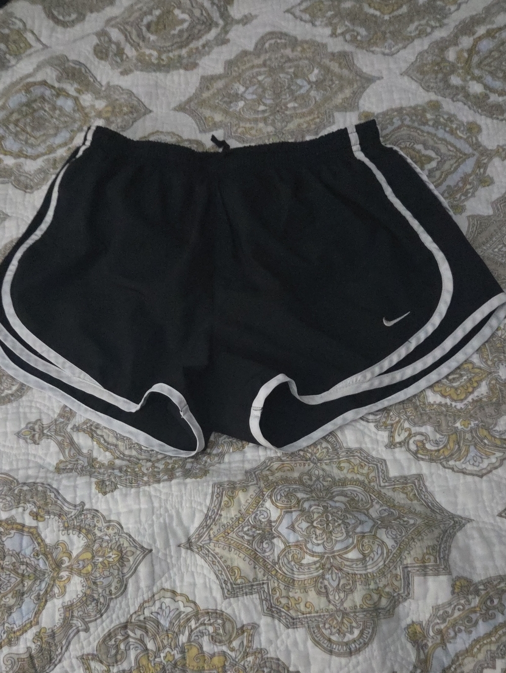 Nike Women's Black Athletic Shorts with White Piping